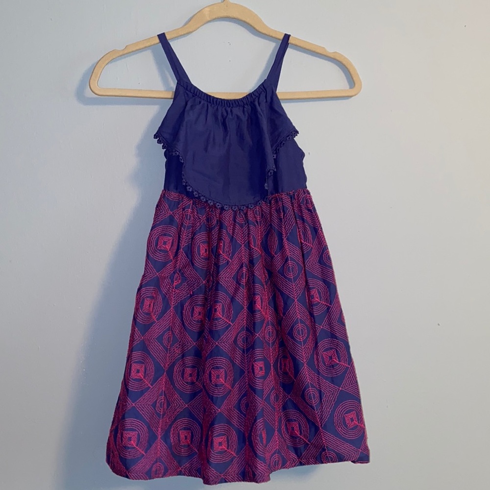 Blue and pink patterned dress. Size 6x. Like new